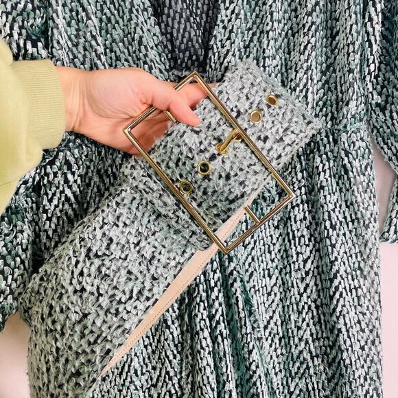 Cult Gaia Oona Dress Seafoam wrap dress with belt long sleeve size M - Picture 7 of 11